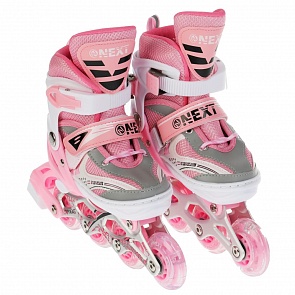 Раздвижные ролики Next со светом размер 29-32 в сумке розовые (Next, C28004-29-32-PINK 6)